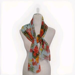 Vintage Guess Floral Scarf Bright Rectangle Y2K 90s Style Lightweight Accent